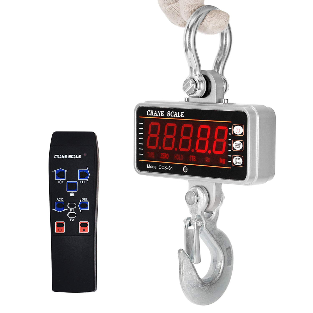 Digital Crane Scale 1000kg/2000lb Heavy Duty Hanging Scale with Remote Control LED Display U45204