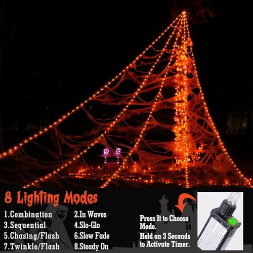 250 LED Purple Spider Web Lights with 8 Modes X9541
