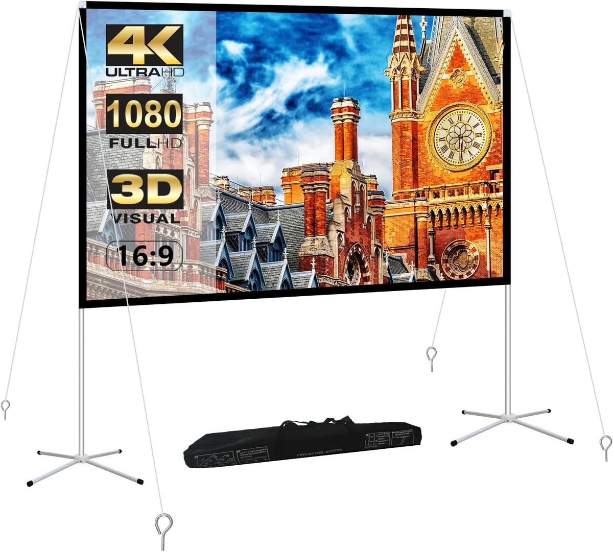 100 Inch Foldable Projector Screen with Stand and Carry Bag N259