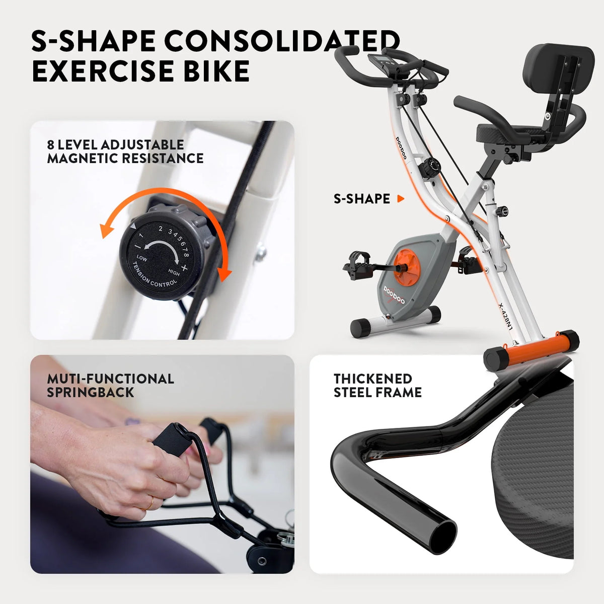 Folding Exercise Bike with 8 Level Adjustable Magnetic Resistance O8912