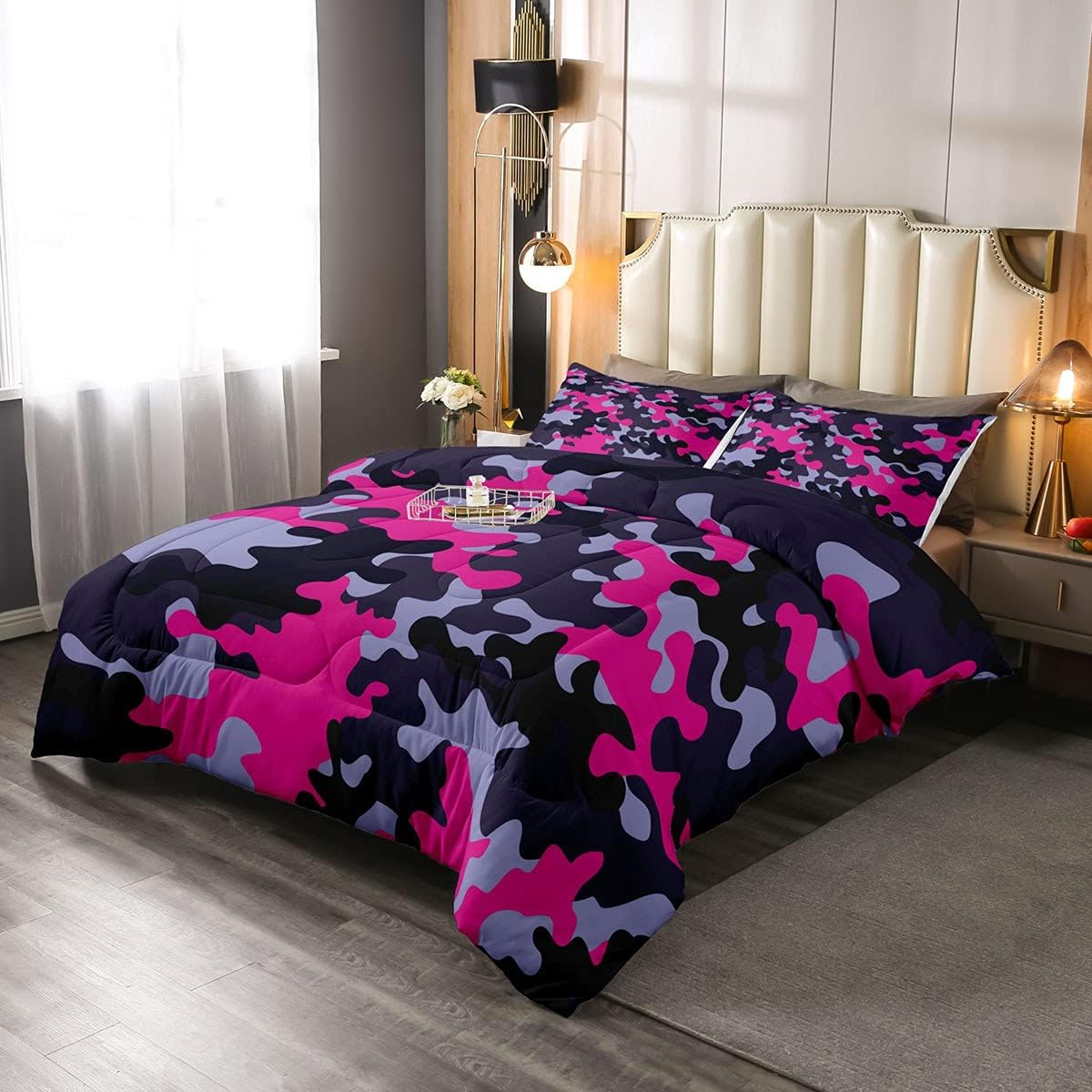 Purple Black Red Camouflage Comforter Set P1752