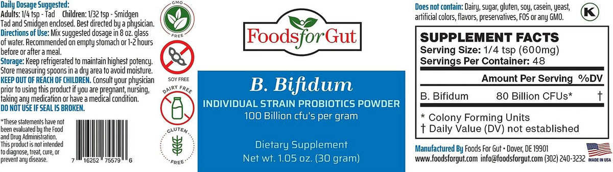 Bifidobacterium Bifidum Probiotic Powder 100 Billion cfu's 30 Gram V98452