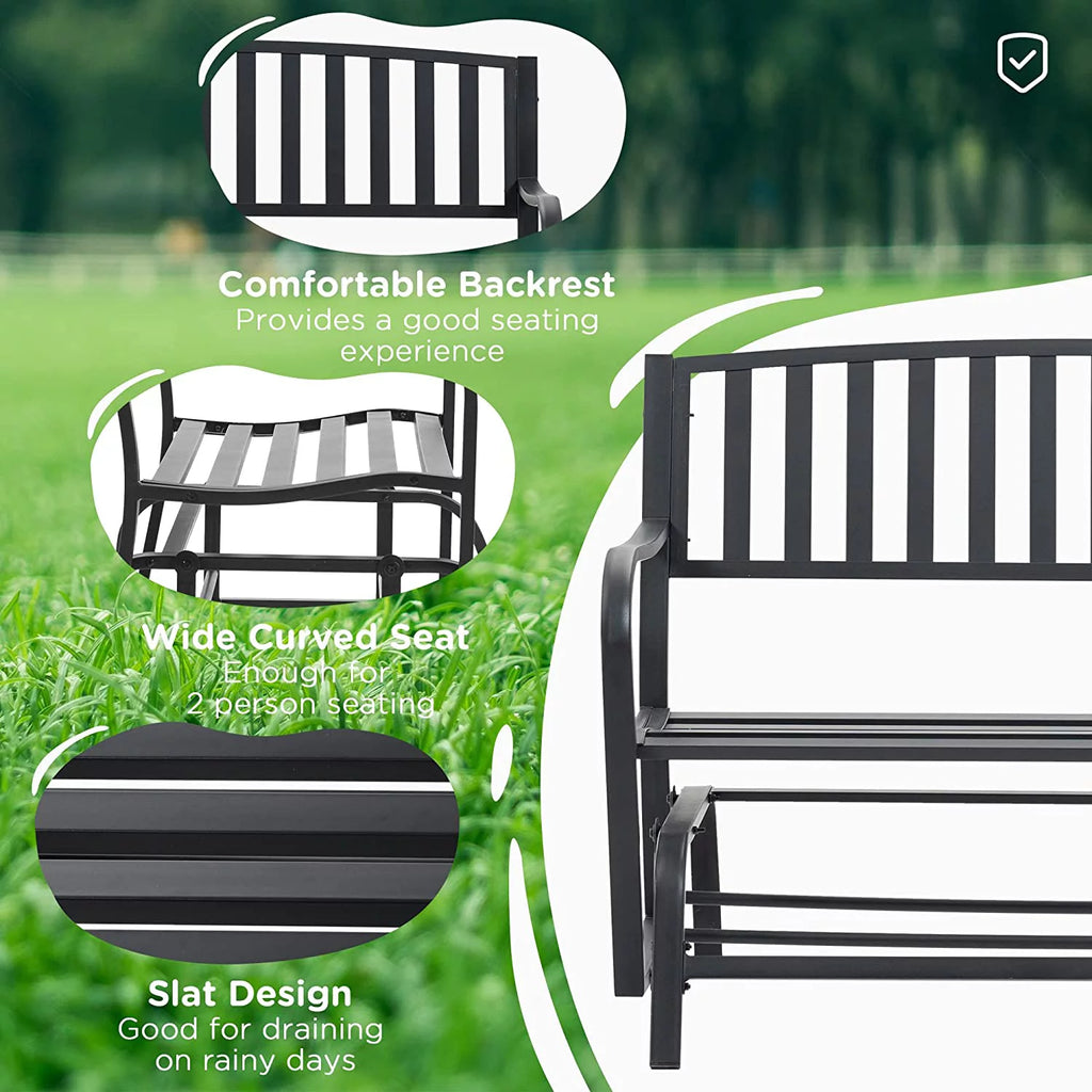 Black Patio Glider Bench R79948