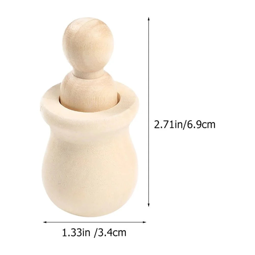 20pcs Unfinished Wood Peg Dolls with Nesting Cases K701285