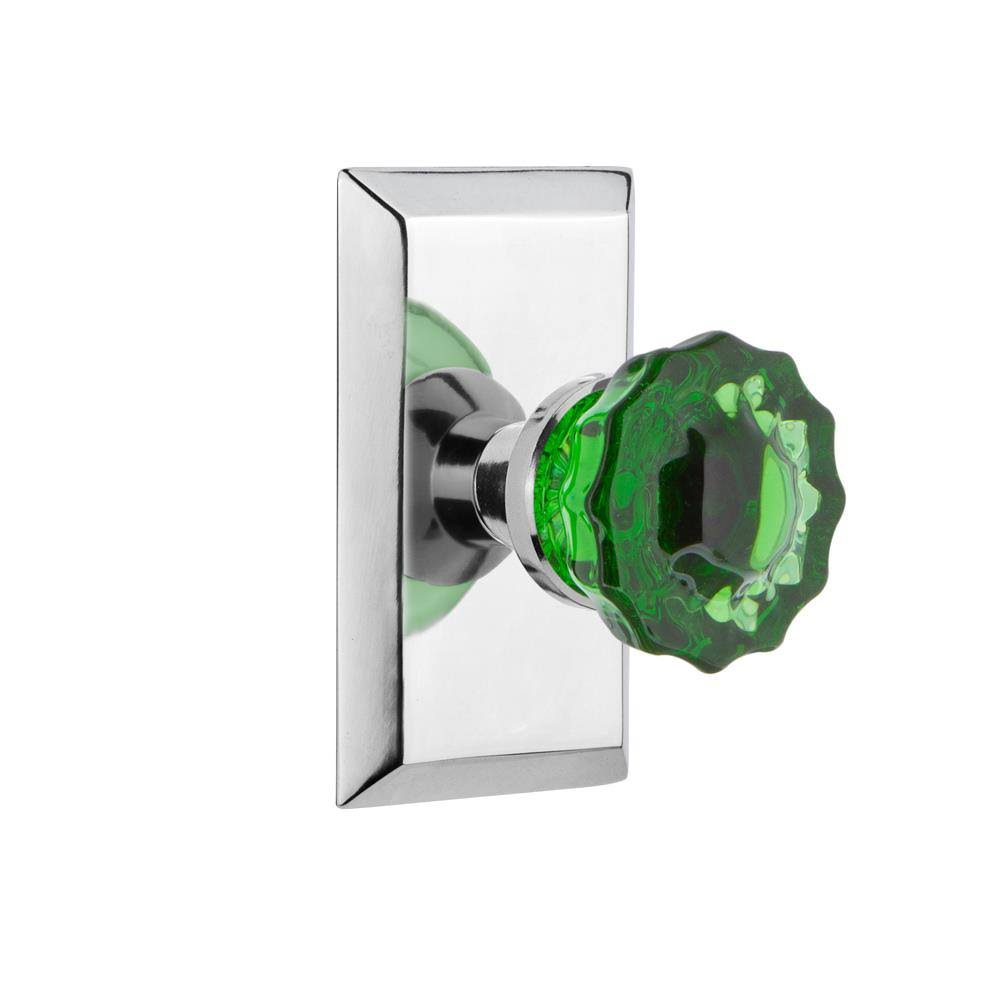Crystal Emerald Glass Door Knob in Bright Chrome H2840