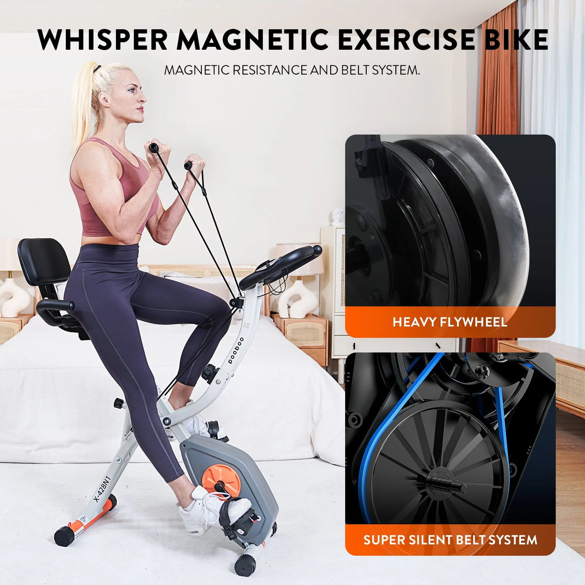 Folding Exercise Bike with 8 Level Adjustable Magnetic Resistance O8912