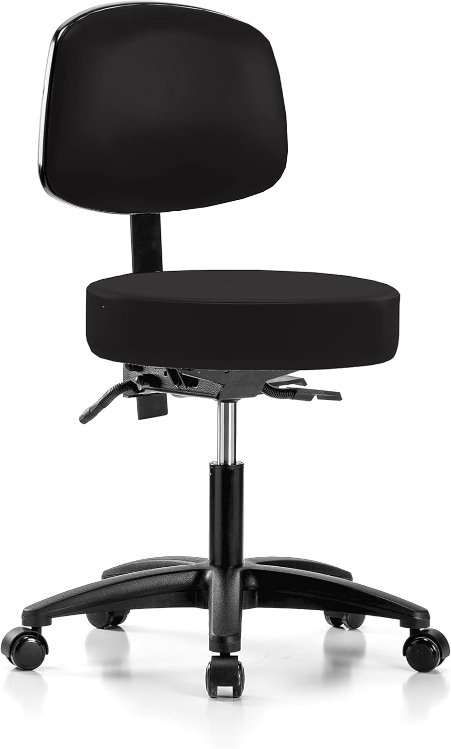 Black Vinyl Rolling Adjustable Doctor's Stool with Back C406384