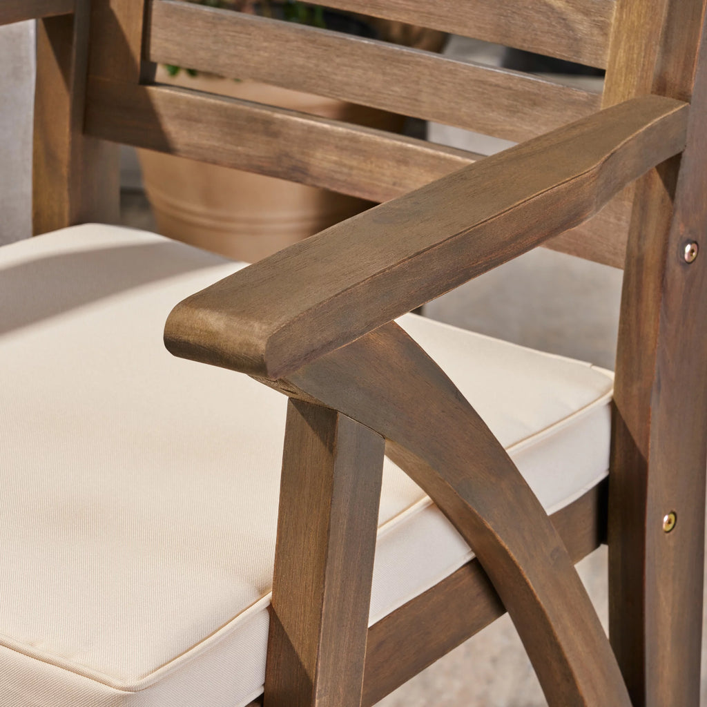 Acacia Wood Outdoor Barstool with Cushion Q5958