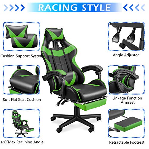 Pink Gaming Chair with Footrest V91196