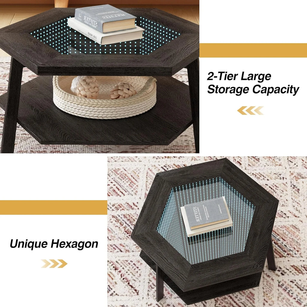 Coffee Table with LED Light and Glass Top I2842