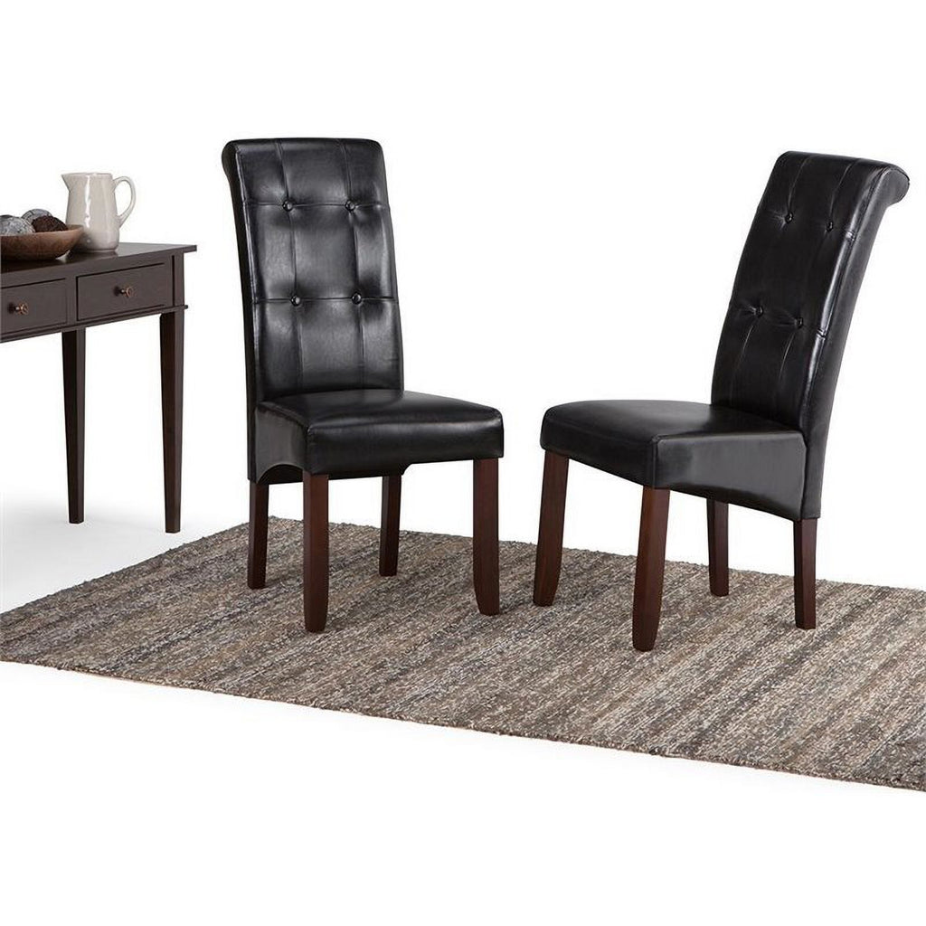 Black Faux Leather Tufted Chair (Set of 2) V808437