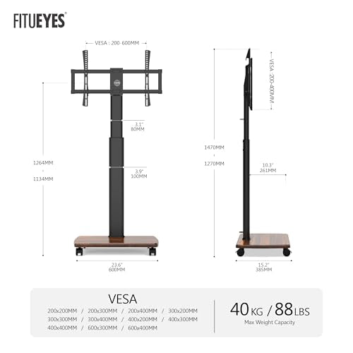 Rolling TV Stand for 32 to 65 Inch TVs with Swivel Mount A472