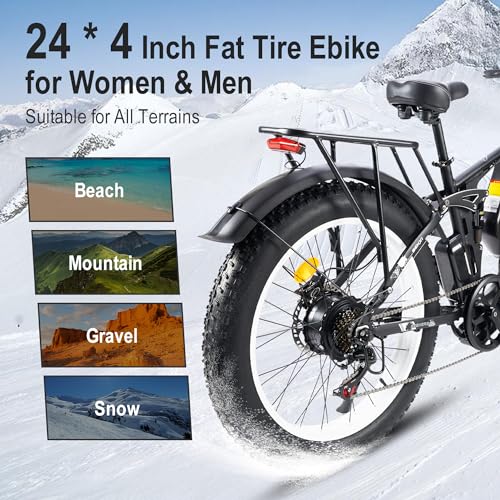 3000W Fat-Tire Electric-Bike, 52V 25AH, 38MPH, Full Suspension Ebikes with 24 Inch Y783498