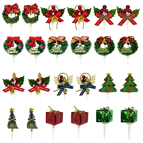 24pcs Christmas Cake Toppers Q975
