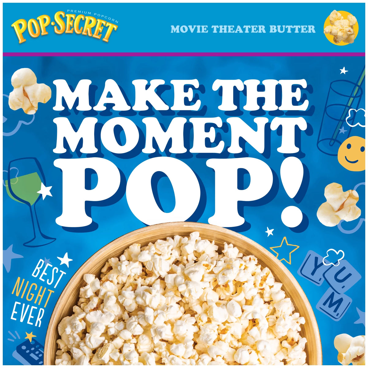 Microwave Popcorn, Movie Theater Butter Flavor, 3 oz Sharing Bags, 30 Ct D25438