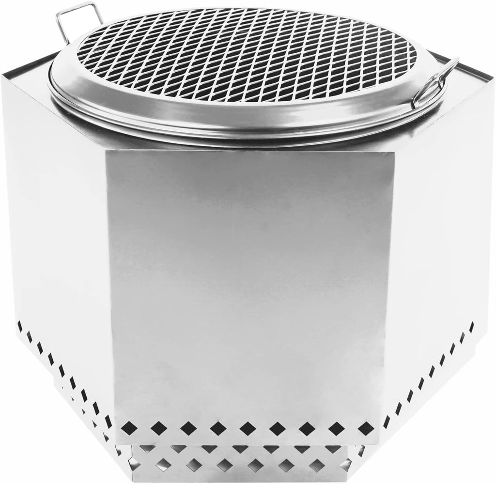 23.5 Inch Smokeless Wood Burning Fire Pit with Stand, Spark Screen, & Cover Z9355