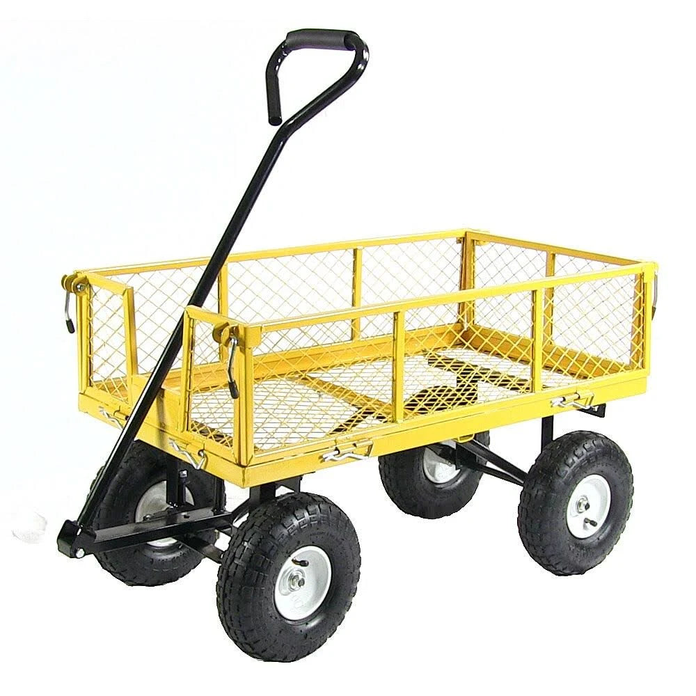 Yellow Utility Cart with Folding Sides and Liner Set L89078