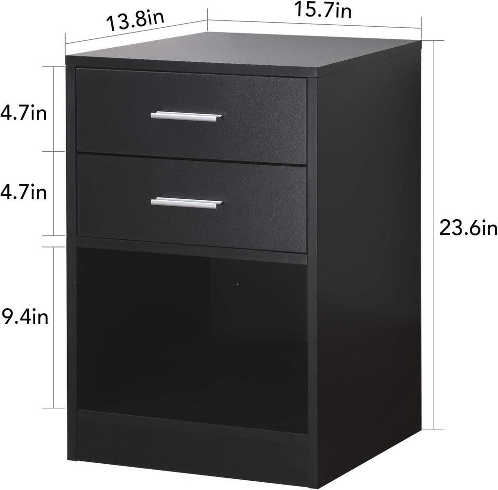Black Nightstand with 1 Drawer and Shelf G423