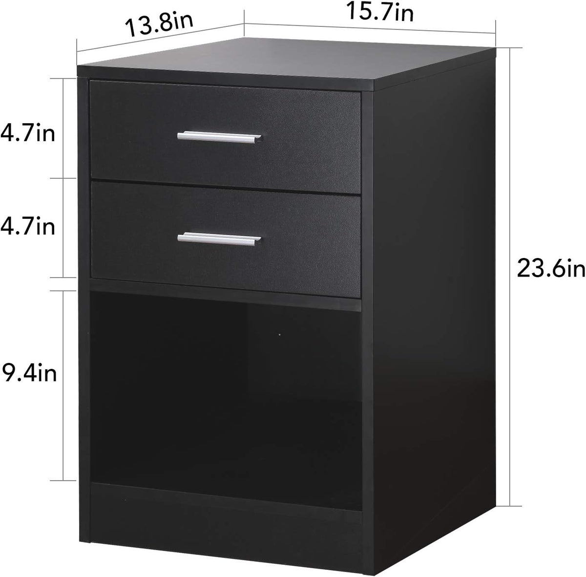 Black Nightstand with 1 Drawer and Shelf G423