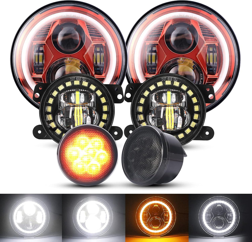 7'' LED Headlights, 4'' LED Fog Lights, Yellow LED Turn Signal Light Y6500