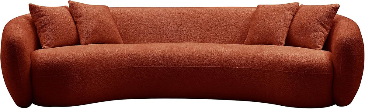 Orange Boucle 5 Seater Curved Sofa P5005
