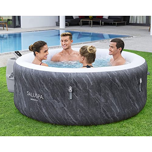 Gray 71 x 26 Inch Round Inflatable Hot Tub with Cover H816076