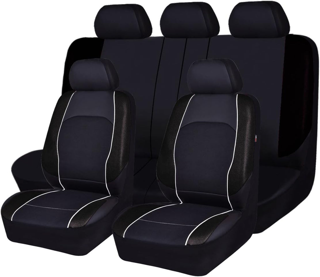 Faux Leather Car Seat Covers Full Set 11PCS Turquoise Blue E564414
