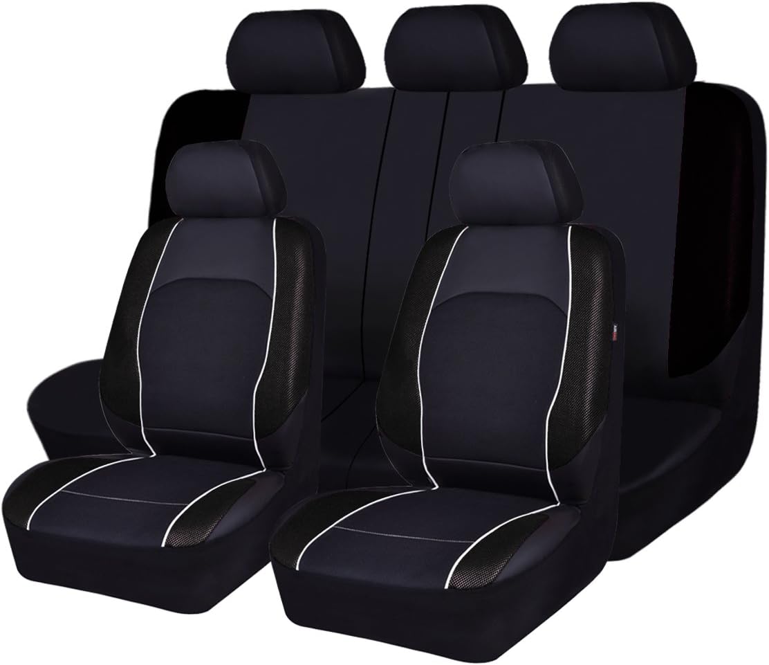 Faux Leather Car Seat Covers Full Set 11PCS Turquoise Blue E564414