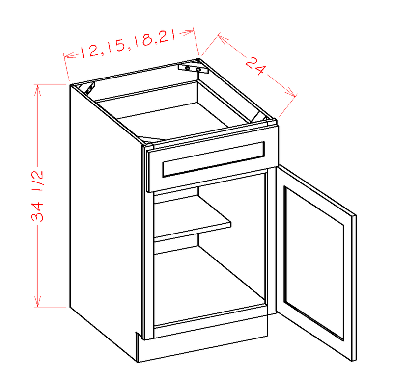 White 1 Door 1 Drawer 1 Shelf Base Cabinet A212