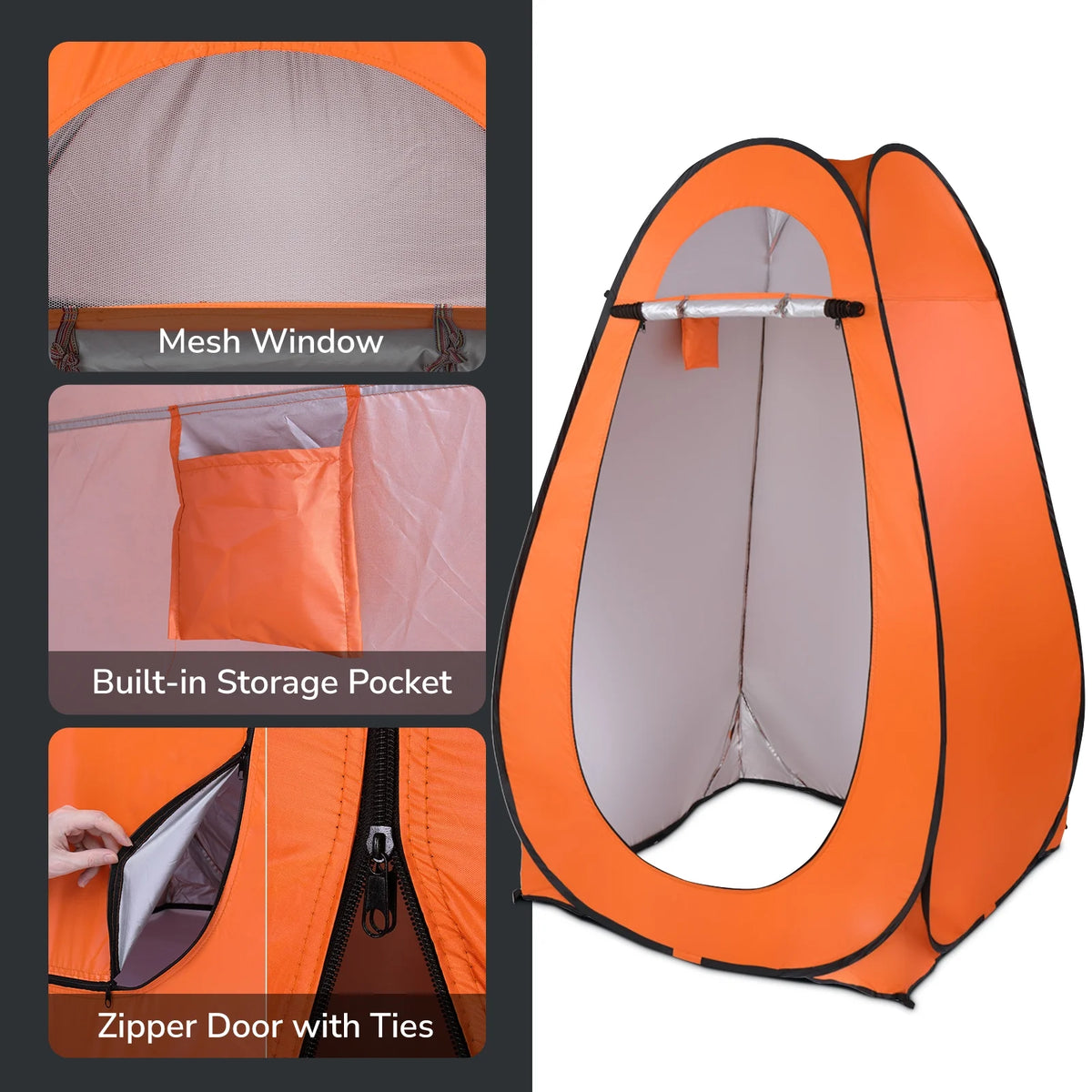Orange Pop Up Camping Shower Tent Y946507