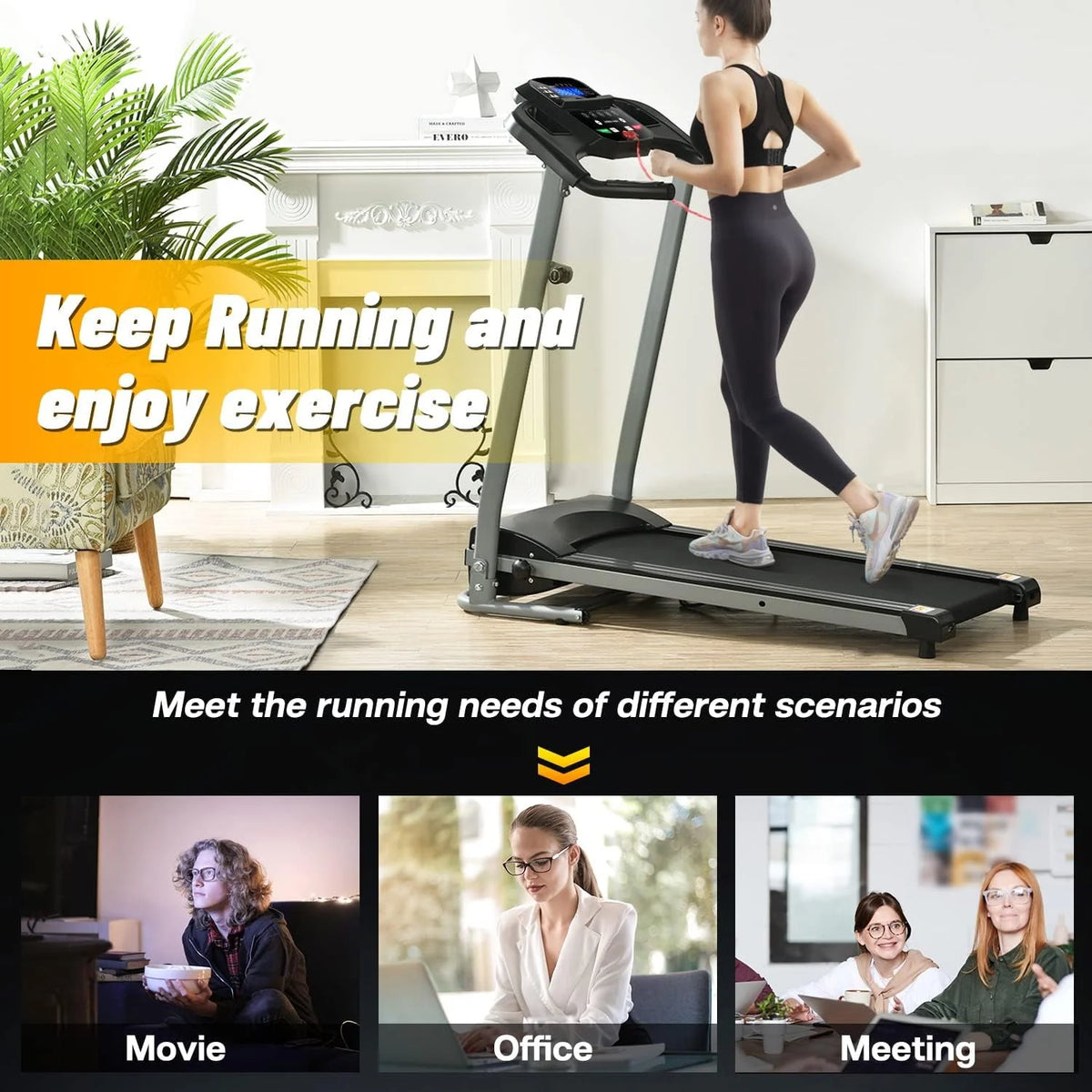 Folding Treadmill 2.5HP 220 LBS Weight Capacity C7144