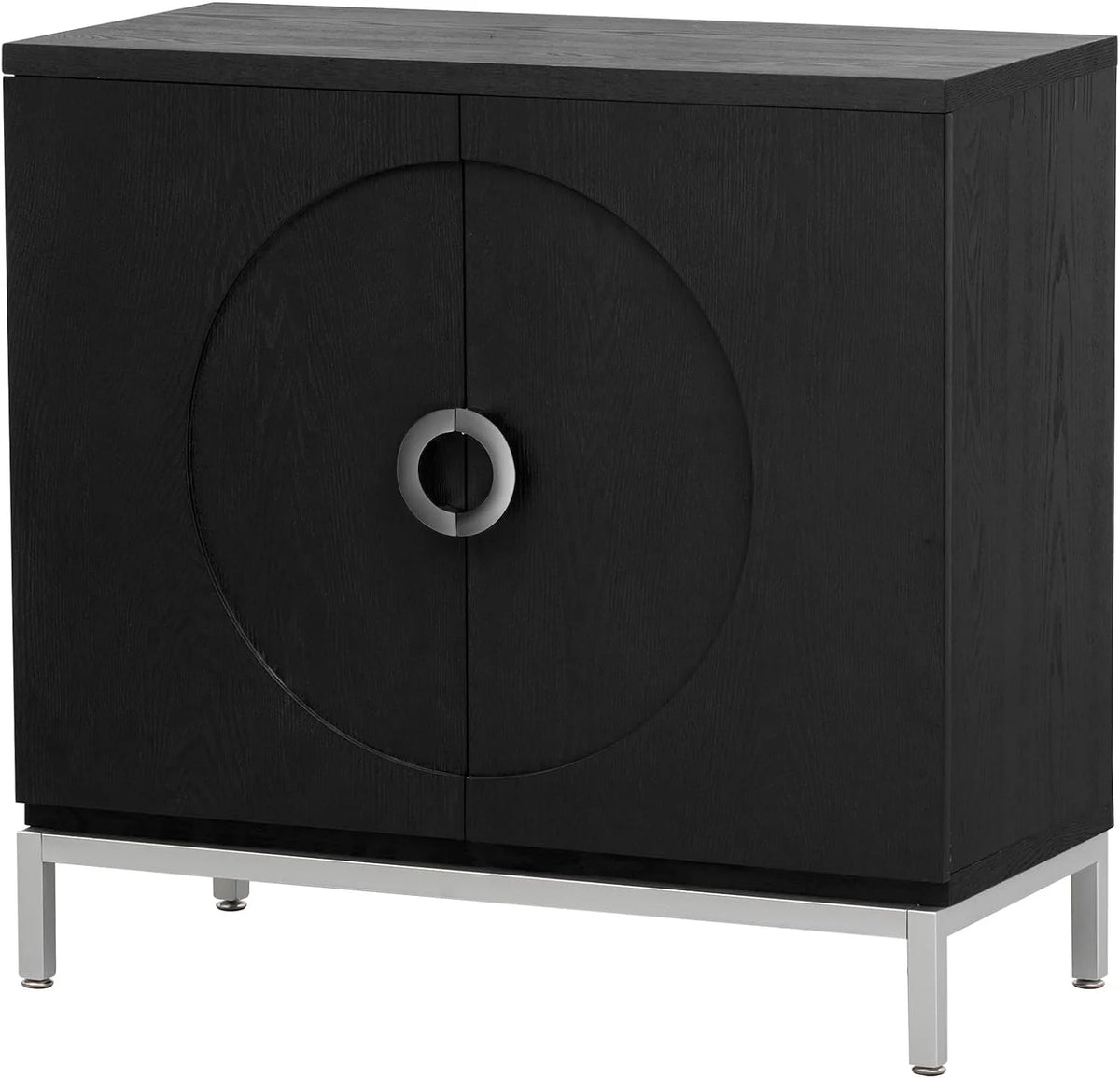 Black Storage Cabinet with Solid Wood Veneer N73383