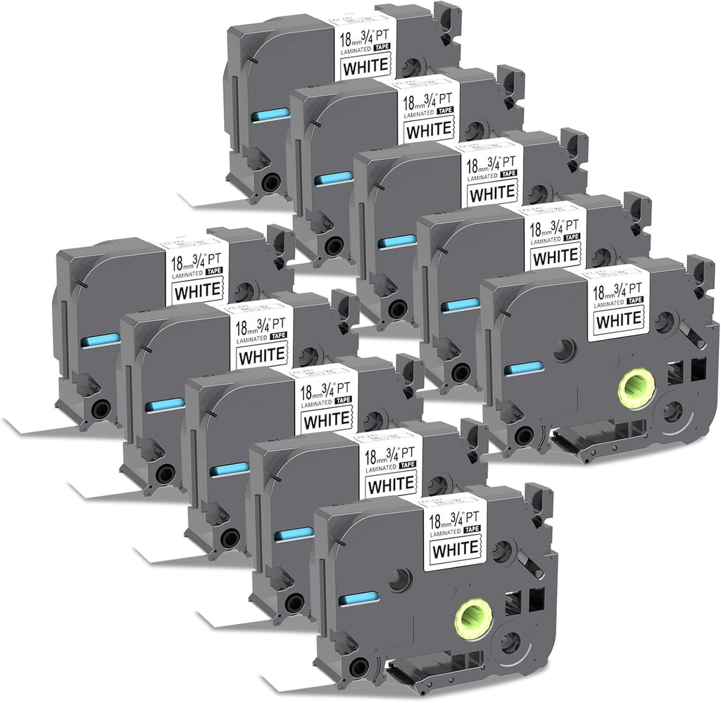 Black on White Laminated Label Tape 10 Pack Z9711