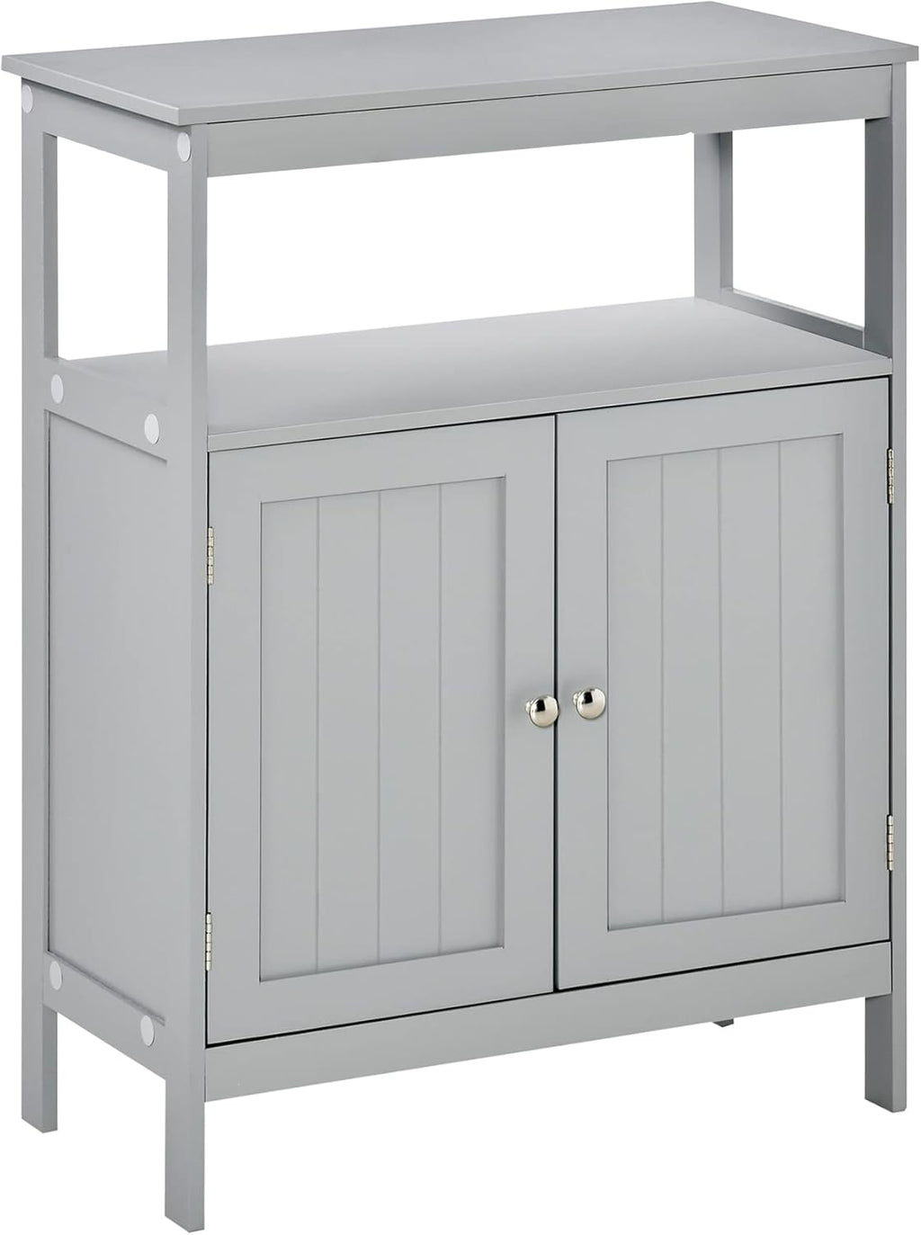 Grey Freestanding Bathroom Storage Cabinet with Doors and Open Shelf E403043
