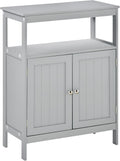 Grey Freestanding Bathroom Storage Cabinet with Doors and Open Shelf E403043