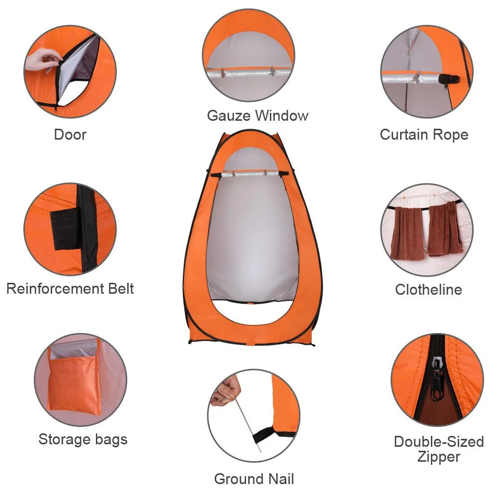 Orange Pop Up Camping Shower Tent Y946507