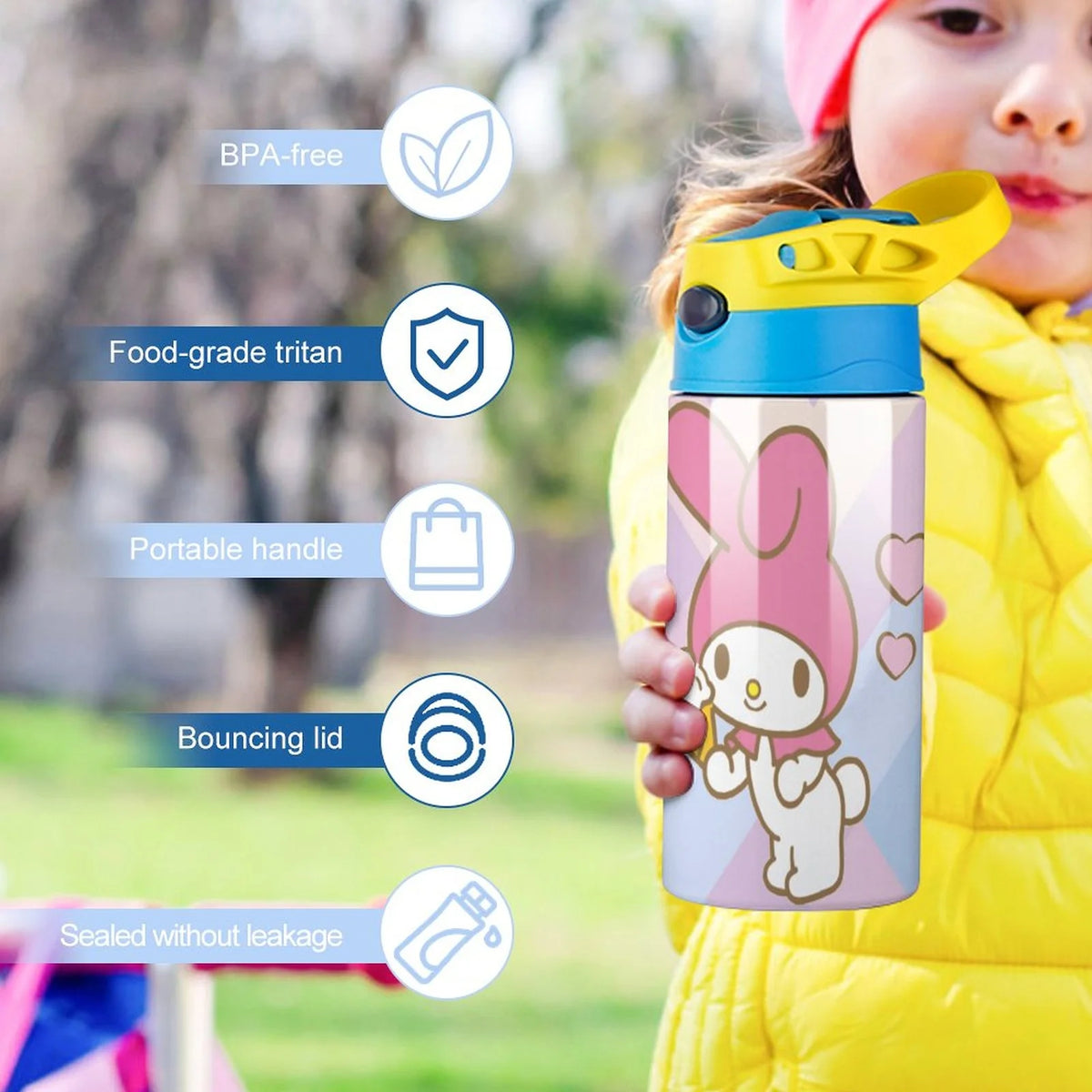 Stainless Steel Vacuum Insulated Water Bottle With Straw J5146