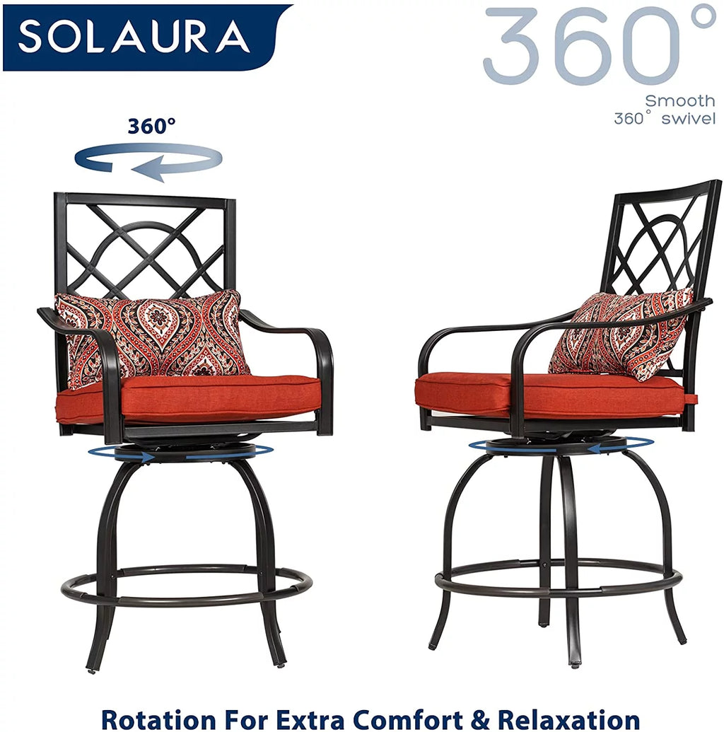 3 Pieces Outdoor Bar Height Bistro Set with Swivel Stools and Table, Black L245