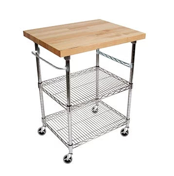 3 Tier Gourmet Cart with Maple Butcher Block Top F784133