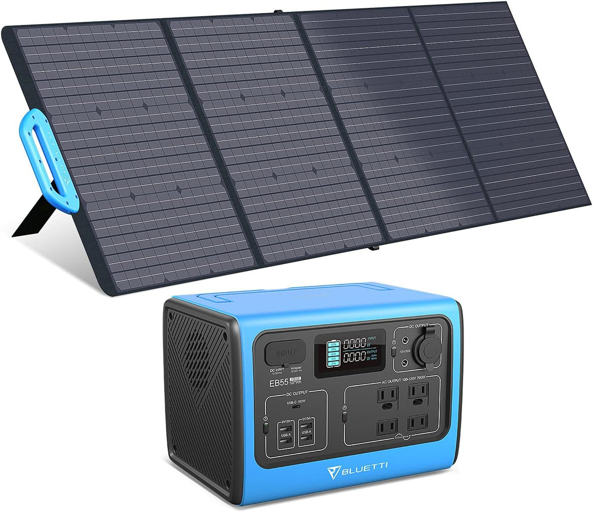 Portable Power Station 537Wh 700W with 200W Solar Panel, LiFePo4 Battery Pack with 4 AC Outlets A264