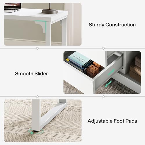 L-Shaped Computer Desk with Drawers and Shelves D398