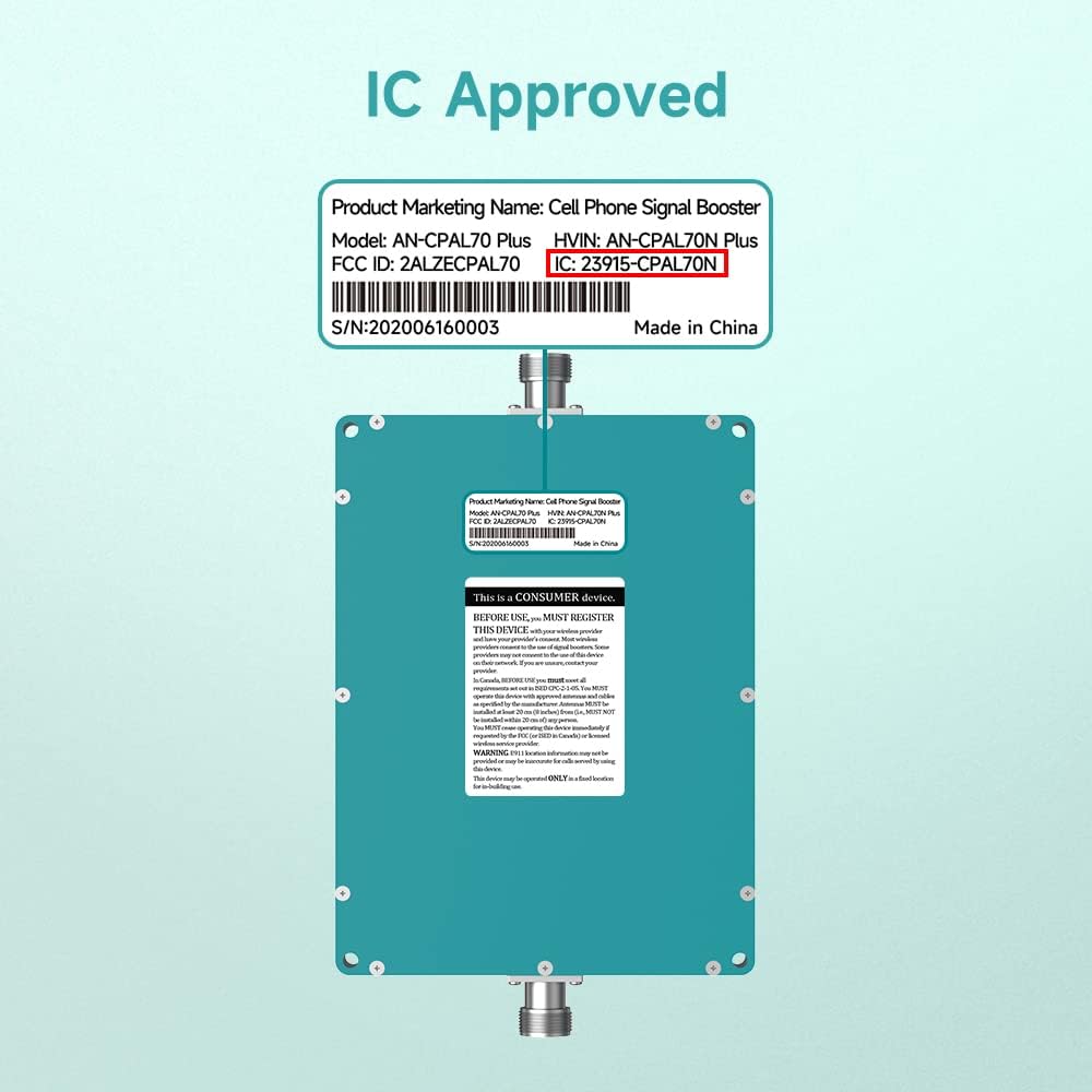 Cell Phone Signal Booster Metal Body Band 2 4 5 12 13 17 Boosts Voice Data 4G LTE 5G up to 4,500 sq ft B542