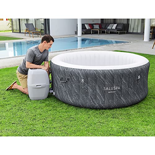 Gray 71 x 26 Inch Round Inflatable Hot Tub with Cover H816076