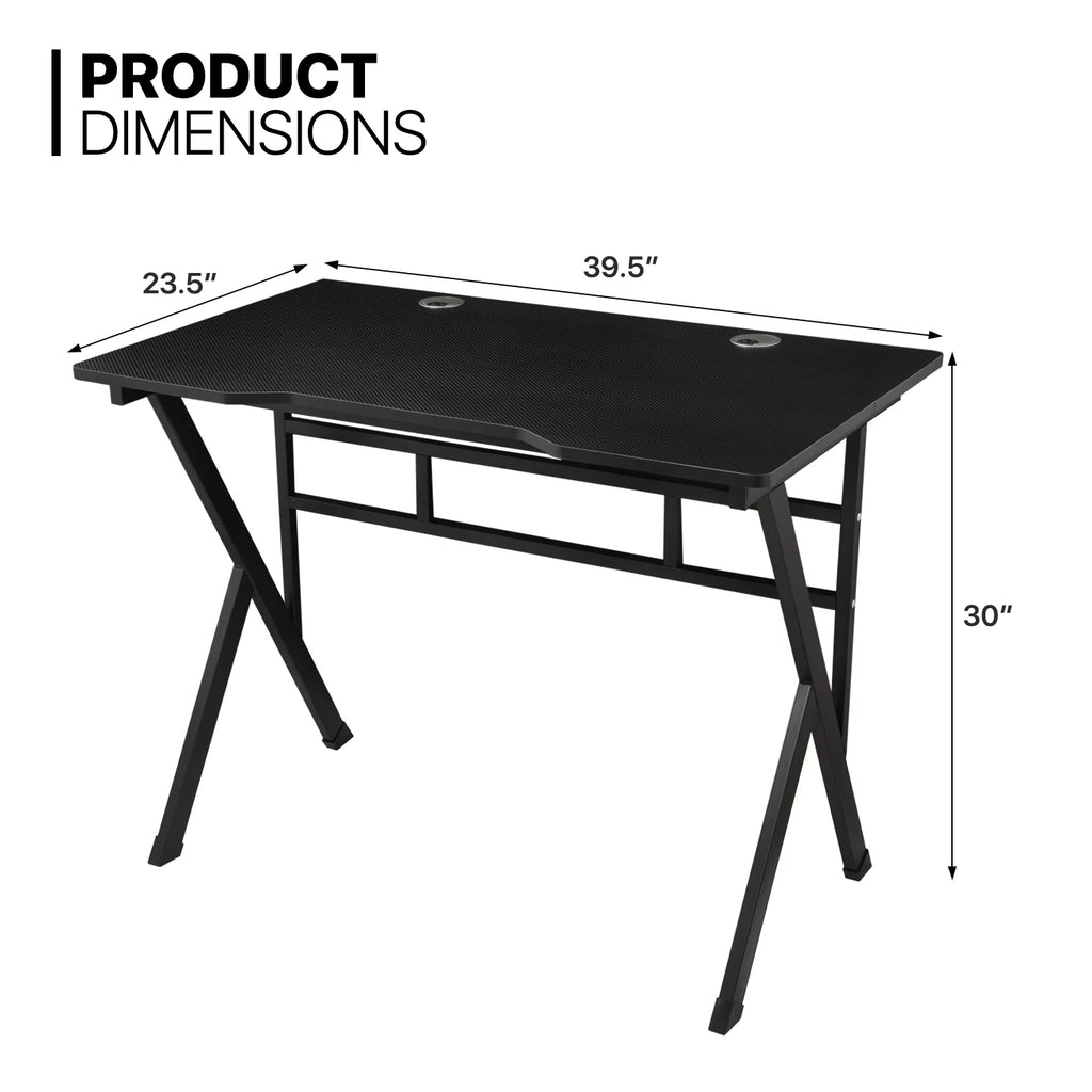 Black Portable Computer Desk and Rolling Swivel Task Seat M752419