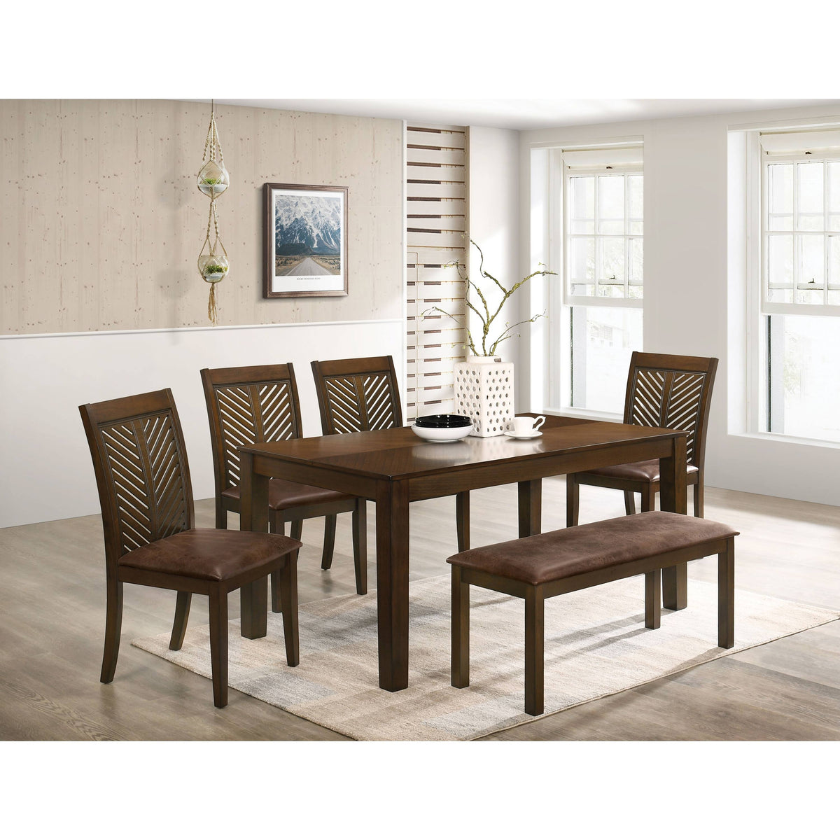 Transitional Brown Padded Bench C8355