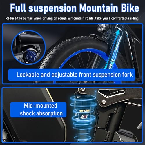 3000W Fat-Tire Electric-Bike, 52V 25AH, 38MPH, Full Suspension Ebikes with 24 Inch Y783498