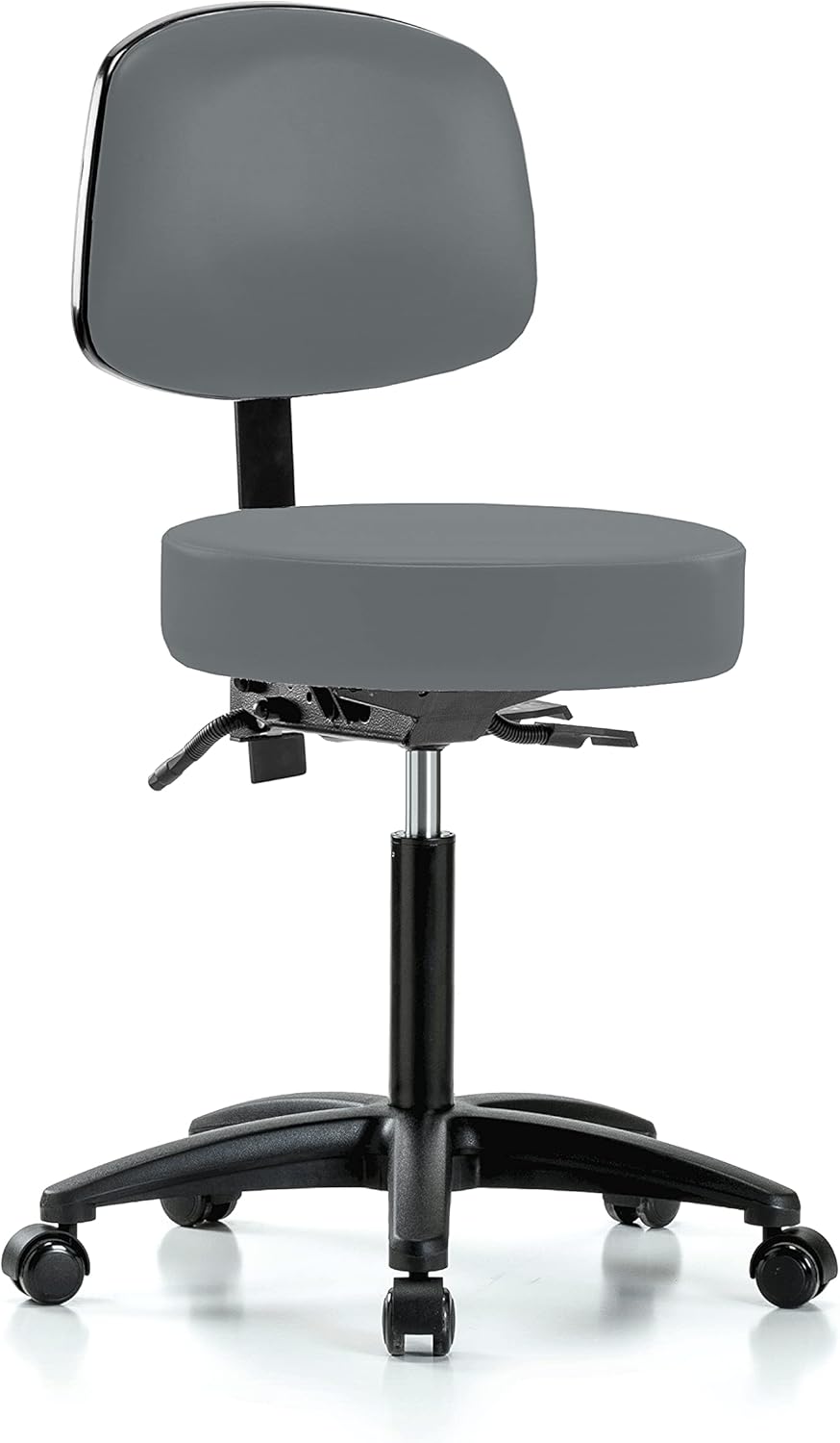 Black Vinyl Rolling Adjustable Doctor's Stool with Back C406384
