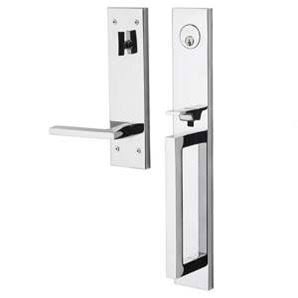 Satin Brass/Black Single Cylinder Handleset with Lever L89401