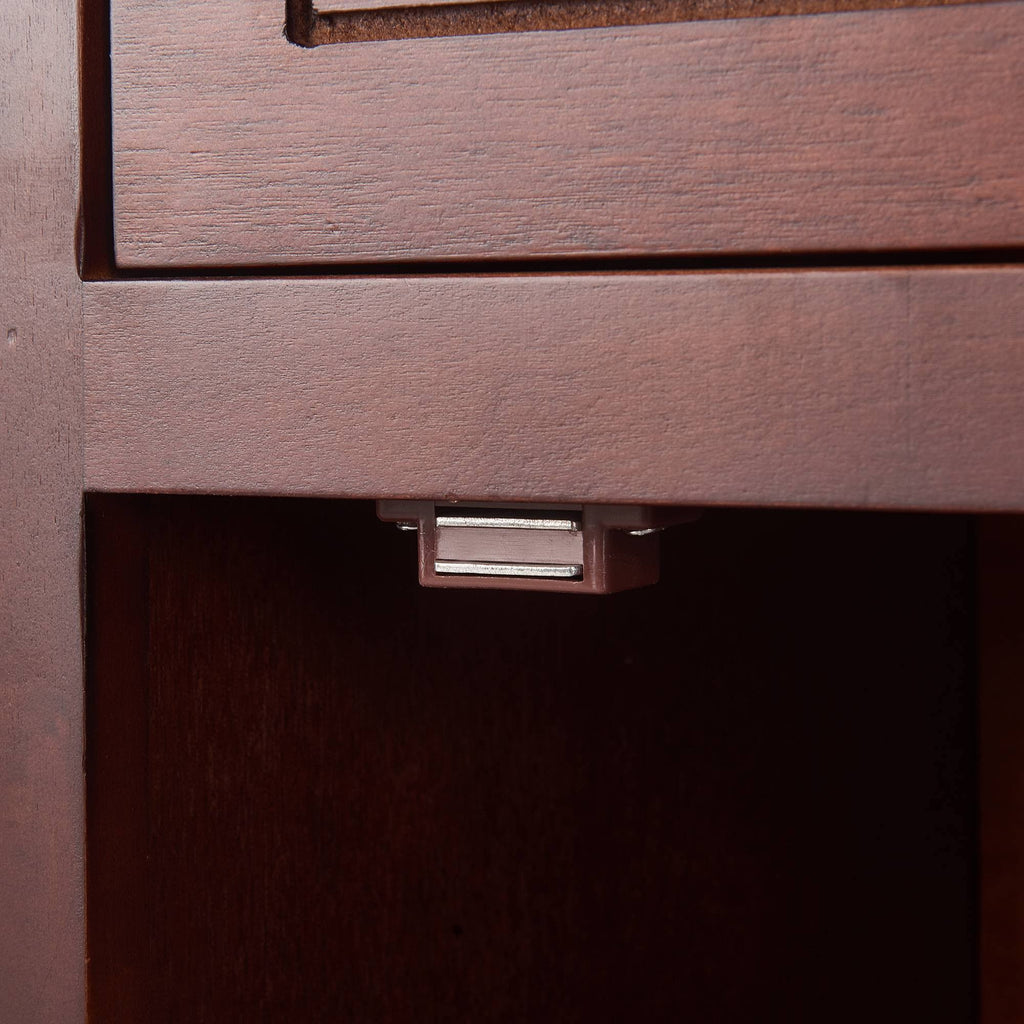 Walnut Side Table with Drawer and Storage Cabinet O892403