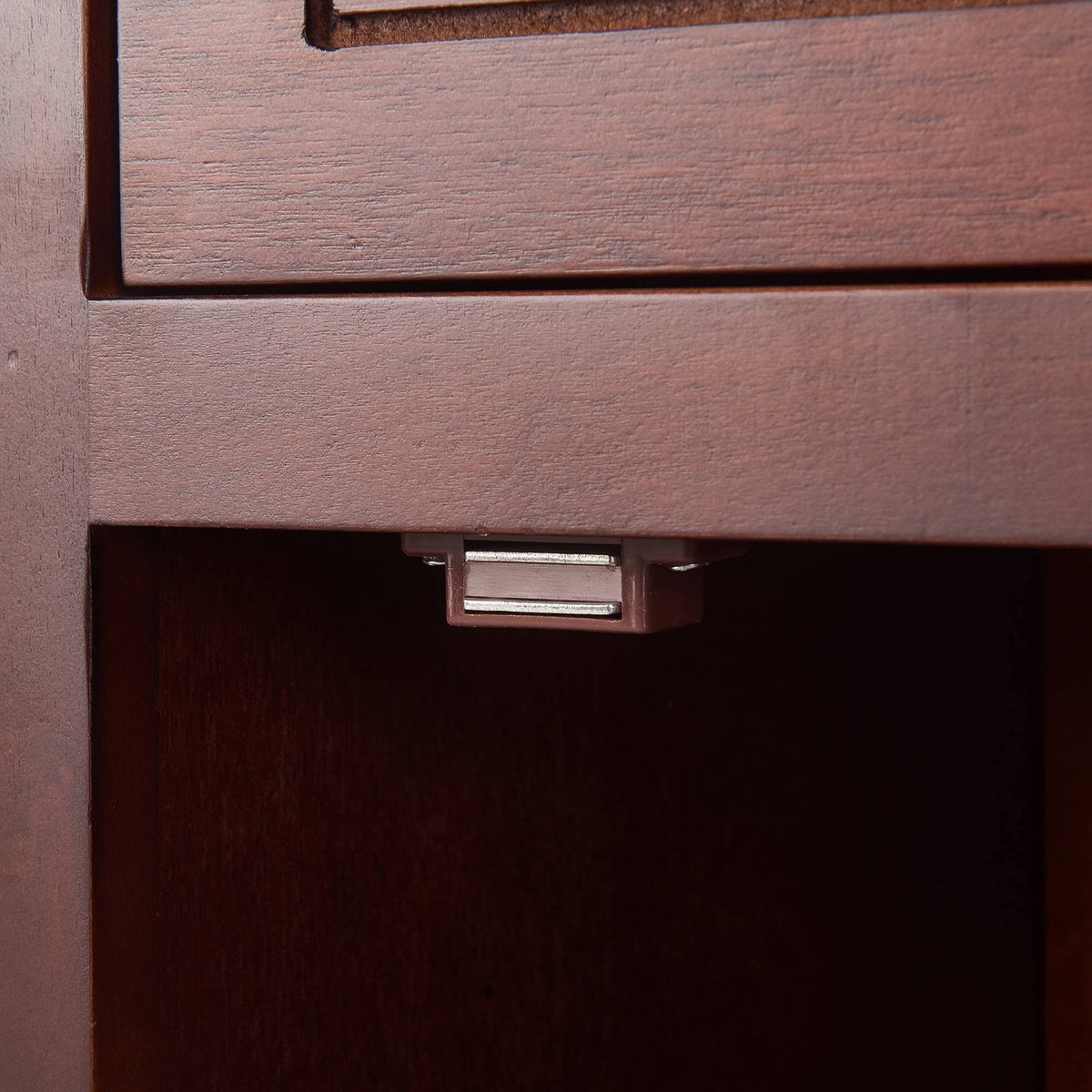 Walnut Side Table with Drawer and Storage Cabinet O892403